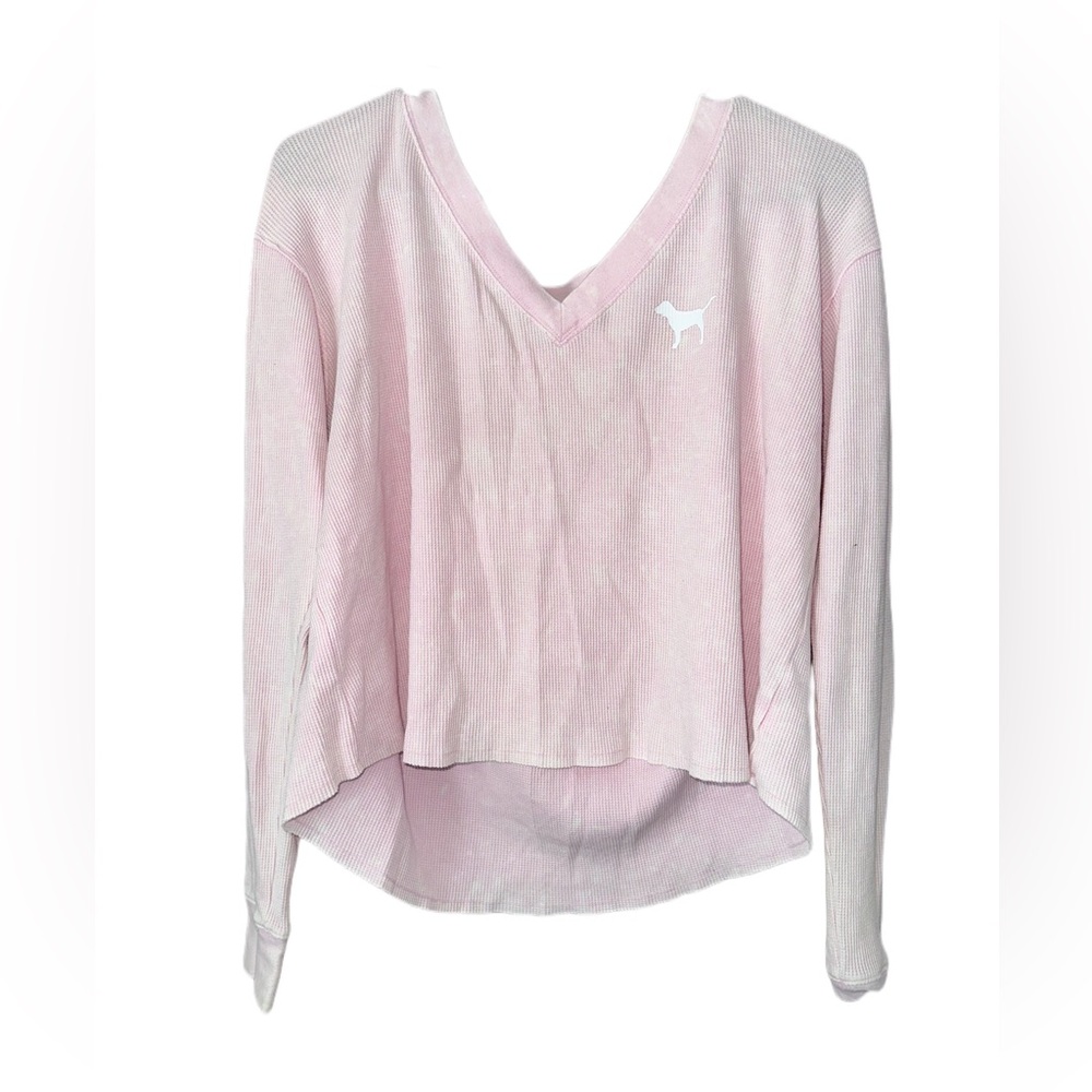 VICTORIA’S SECRET LONG SLEEVE TOP. SIZE X-SMALL. PINK & WHITE.